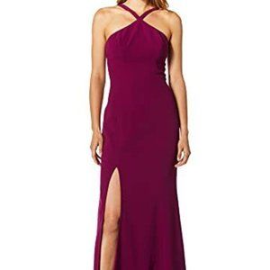 Dress the Population Women's Brianna Halter Mermaid Fitted Long Gown Maxi Dress